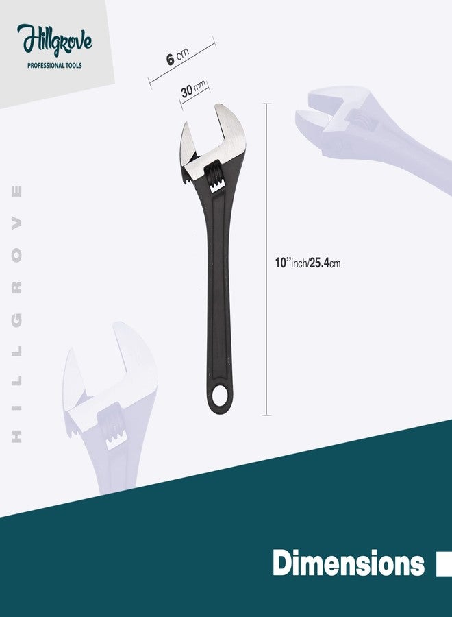 Hillgrove Universal Multi-Function Professional 10 inch with 0-30mm Opening Capacity Adjustable Wrench Spanner Hand Tool Single Sided Open End Wrench (Pack of 1) - Image 4